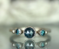 Blue rose cut diamond ring