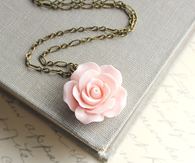 Pink rose necklace