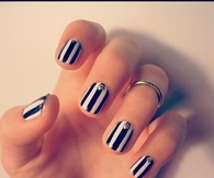 Black and white striped nails