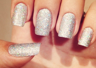 Silver glitter nails