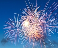Fireworks over the ocean