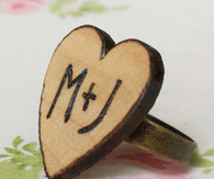 Wood burned heart ring DIY