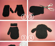 DIY sheep plush out of mitts and gloves