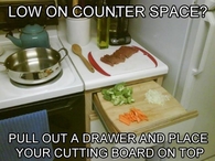 Pull out a drawer for cutting board