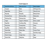 Cookie Supply List