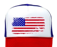 American Flag  Retro Vintage Patriotic 4th of July Trucker Cap 