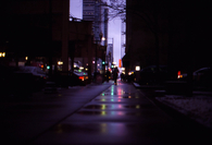 Rainy purple sky