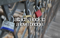 Attach a lock to a love bridge