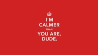 Im calmer than you are dude