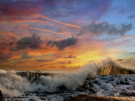 Crashing Waves at Sunset