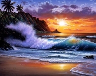 Waves Crashing on the Beach Painting