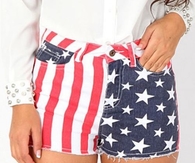 American Flag Denim Shorts