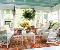 Sunroom with Painted Ceiling & Wicker Rockers