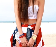 Cut-Off's & Tube Top with Wrap Around USA Flag Shirt