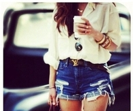 Cut-Off's with Belt & Button Up Shirt