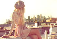 Cute Skirt with Lace Top and Beret Style Hat