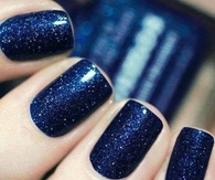 Dark blue glitter nails