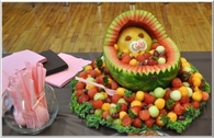 Baby Shower baby in crib fruit basket