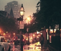 Wet city street