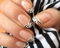 Zebra print tip nails