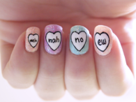 Glitter message nails