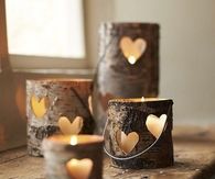 Carved wooden candle holders