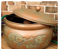 CobraCo Bird Motif Copper Finish Hose Holder with Lid HHEBR