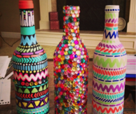Decorated wine bottles