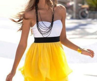 Strapless Summer Dress with Yellow Skirt