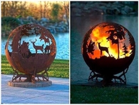 Outdoor Fireplace with Nature Scene