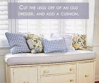 Old Dresser Made into a Window Seat