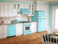 Kitchen with Retro Blue Appliances