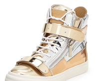Men's Giuseppe Zanotti High Top Metalic Sneakers In Gold
