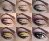 Purple-yellow art eye makeup