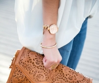 Brown leather clutch