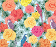 Flowers and birds phone wallpaper