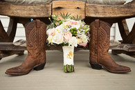 Boots and bouquet