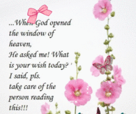 When God opened the window of Heaven...