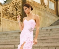 Strapless pink evening dress