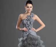 Silver Knee Length Tulle A Line Cocktail Dress