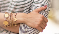 Nautical stripes and gold jewelry
