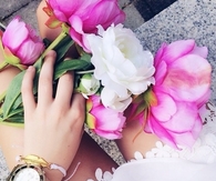 Floral lace shorts and bouquet