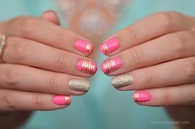 Coral and gold nails