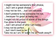 take me as I am