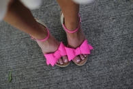 Pink peep-toe sandals