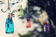 Colorful glass jars