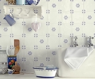 Blue gingham kitchen