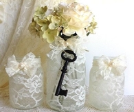 Lace covered mason jars