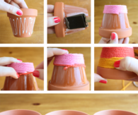 DIY Yarn Wrapped Flower Pots