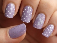 Polka dot lavender nails